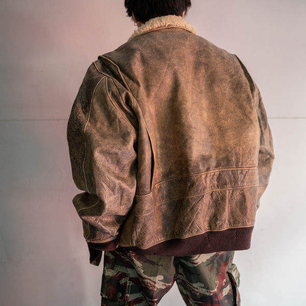 1980s Eddie Bauer light brown G-1 leather jacket