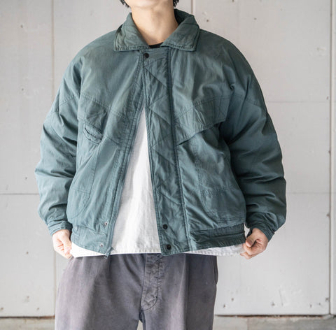 around1990s blue green color design short puff jacket