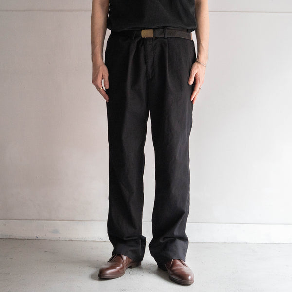 1990-00s Italian military chino slacks -black dyed- 'dead stock'