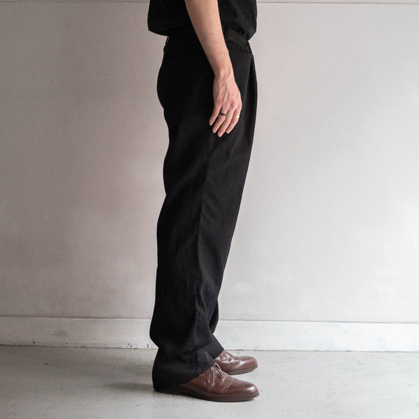 1990-00s Italian military chino slacks -black dyed- 'dead stock'