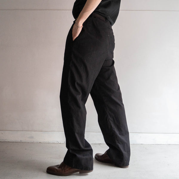 1990-00s Italian military chino slacks -black dyed- 'dead stock'