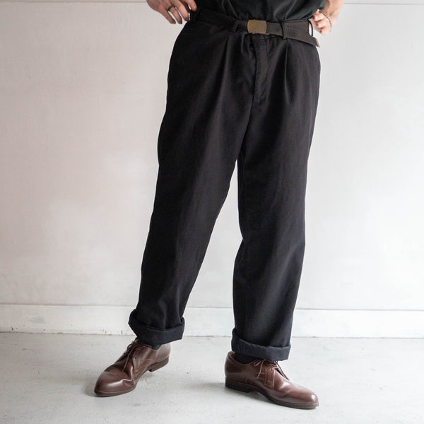 1990-00s Italian military chino slacks -black dyed- 'dead stock'