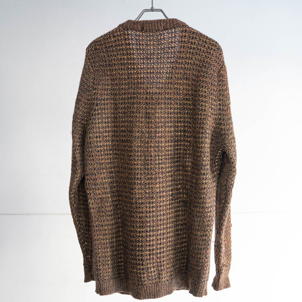 around 1970s scotland brown based multicolor V-neck wool knit