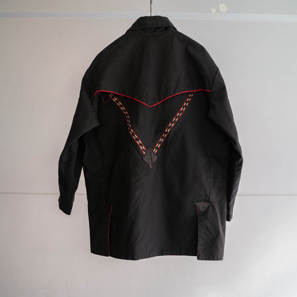 1990s Wrangler black cotton canvas work blouson -native pattern-