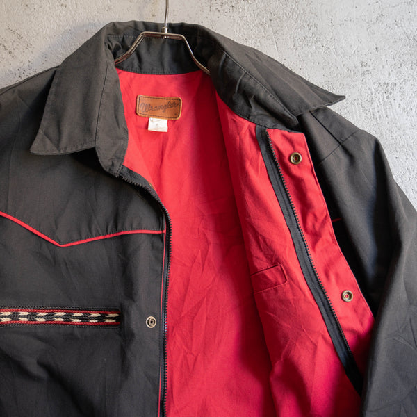 1990s Wrangler black cotton canvas work blouson -native pattern-