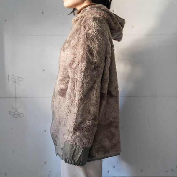 around 1990s brown color far liner jacket -snap button remake-