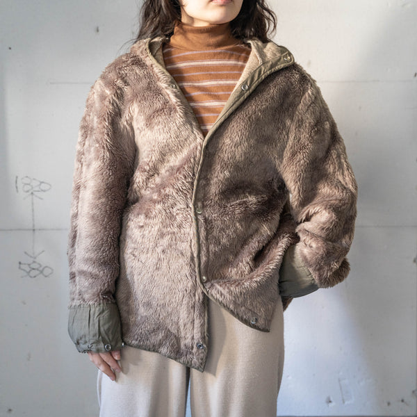 around 1990s brown color far liner jacket -snap button remake-