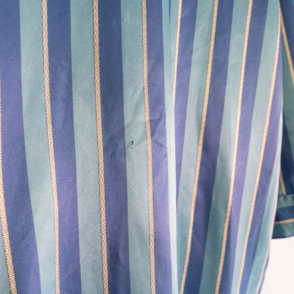around 1990s Europe blue × green stripe pajama shirt