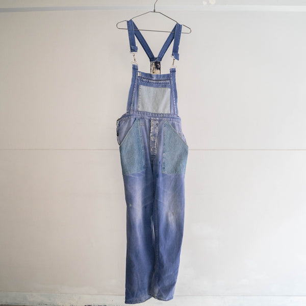 around 1970s Germany cotton twill × denim overall 'good fade & patches'