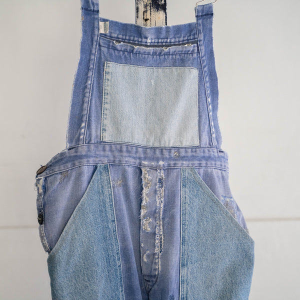 around 1970s Germany cotton twill × denim overall 'good fade & patches'