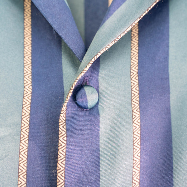 around 1990s Europe blue × green stripe pajama shirt
