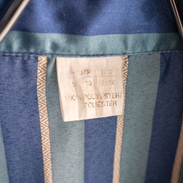 around 1990s Europe blue × green stripe pajama shirt