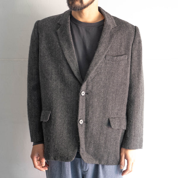 around 1980s Japan vintage dark gray color tweed tailored jacket