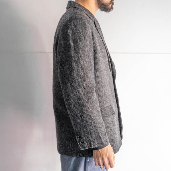 around 1980s Japan vintage dark gray color tweed tailored jacket