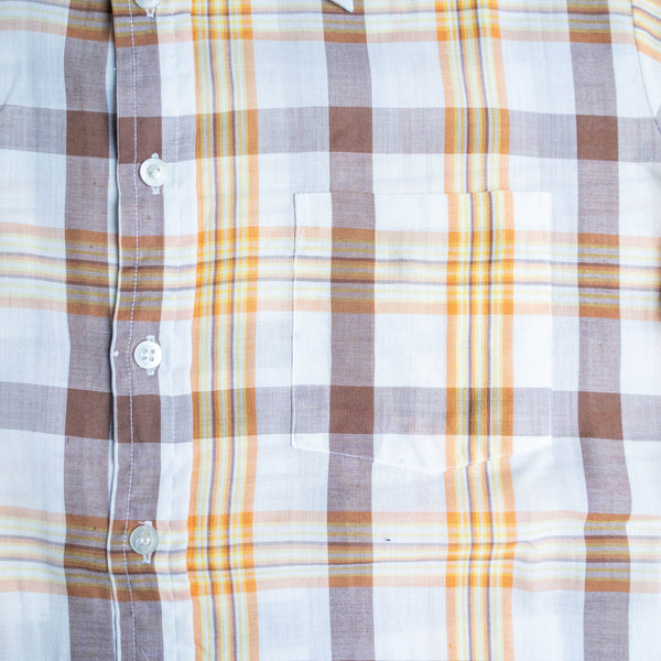 around 1980s Germany yellow × orange × brown checked short sleeve shirt