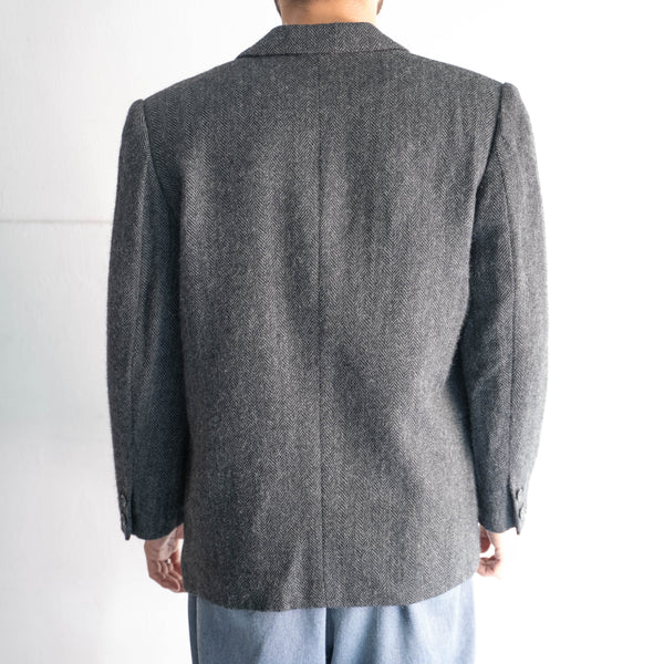 around 1980s Japan vintage dark gray color tweed tailored jacket