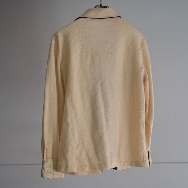 1970-80s Europe ivory × navy wool shirt