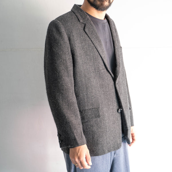 around 1980s Japan vintage dark gray color tweed tailored jacket