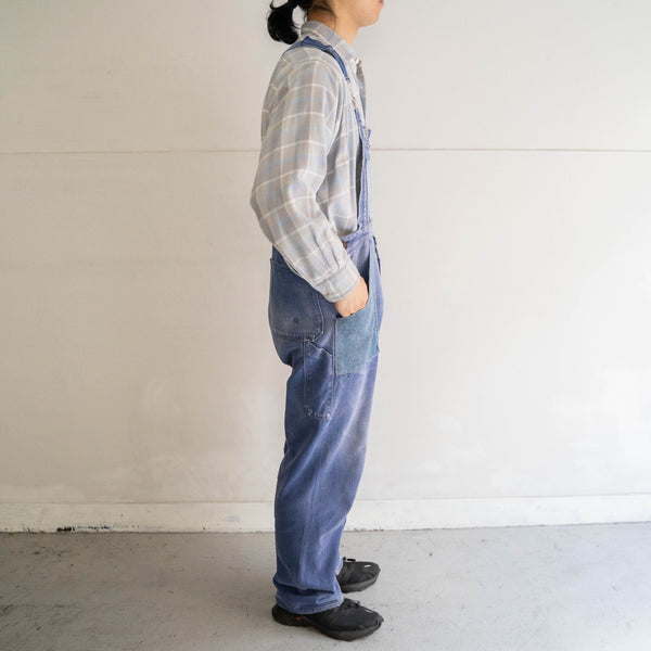 around 1970s Germany cotton twill × denim overall 'good fade & patches'