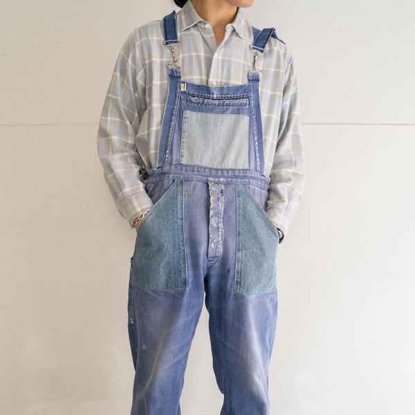 around 1970s Germany cotton twill × denim overall 'good fade & patches'