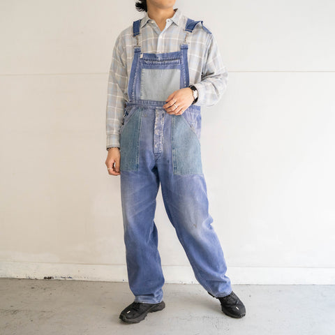 around 1970s Germany cotton twill × denim overall 'good fade & patches'
