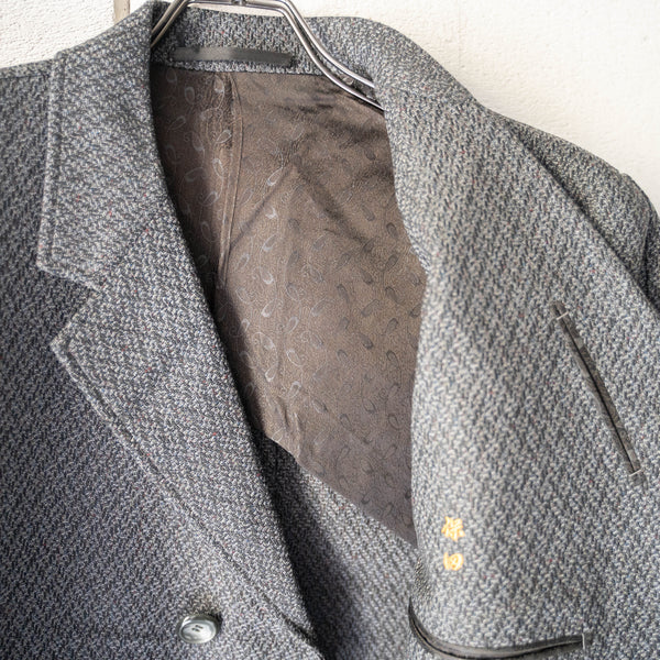 1970-80s Japan vintage black color unusual weave coat