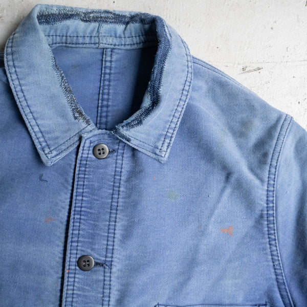 1960s France blue moleskin work jacket  'good fade & repair'