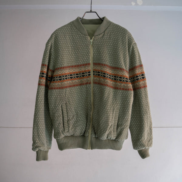 1980s Europe knit × sport reversible puffed blouson