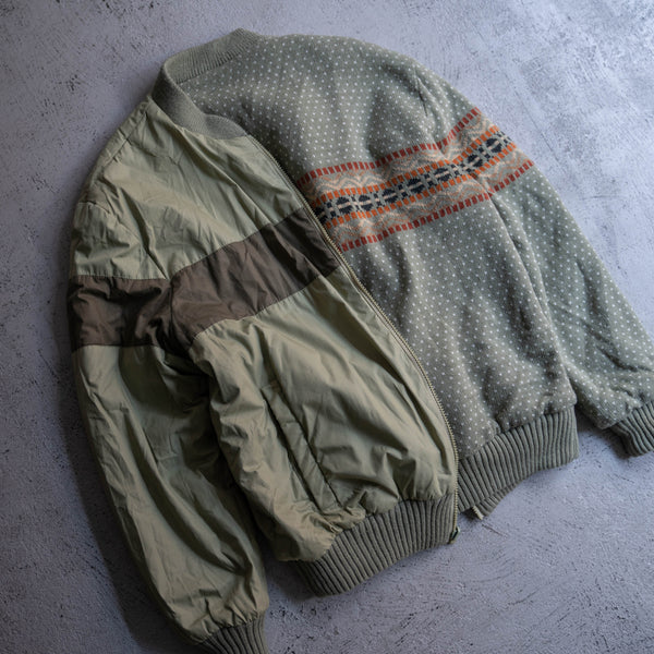 1980s Europe knit × sport reversible puffed blouson
