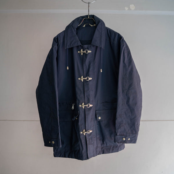 1990s blue PVC fireman jacket