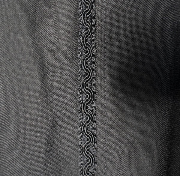 1980-90s England black color side race line wool dress pants -front remake-