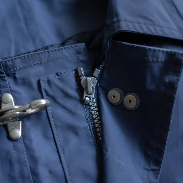 1990s blue PVC fireman jacket