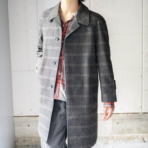around1980s Japan vintage black × orange check wool coat