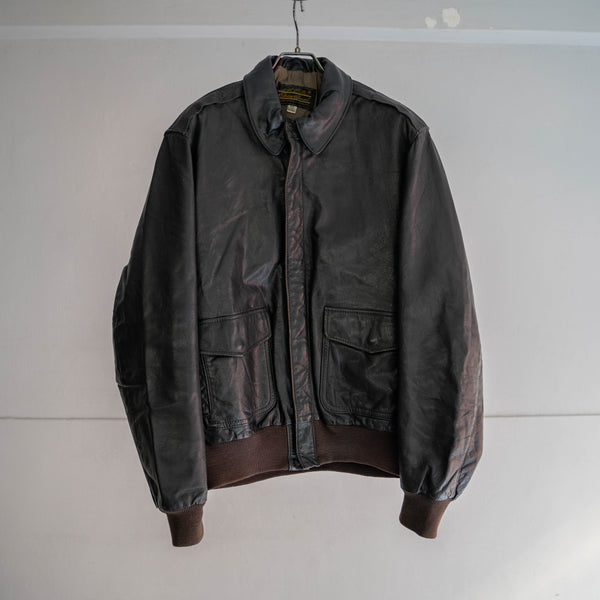 1980s Eddie Bauer black A-2 leather jacket