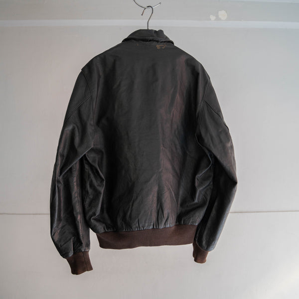 1980s Eddie Bauer black A-2 leather jacket