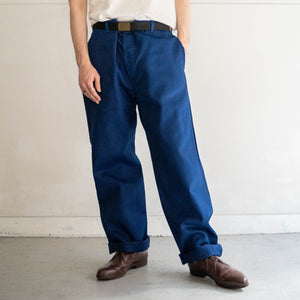 around 1970s germany blue herringbone work pants 'dead stock'　