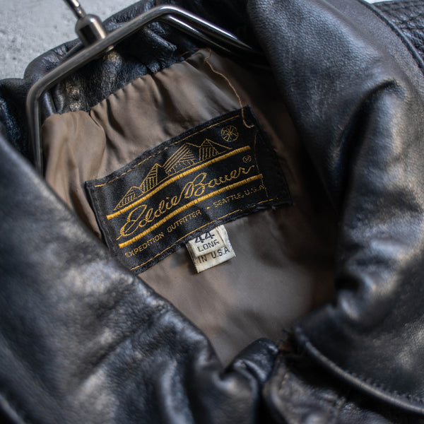 1980s Eddie Bauer black A-2 leather jacket