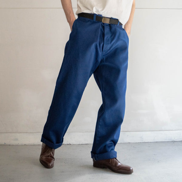 around 1970s germany blue herringbone work pants 'dead stock'　