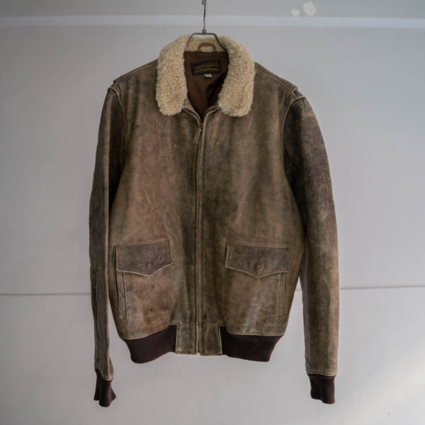 1980s Eddie Bauer light brown G-1 leather jacket