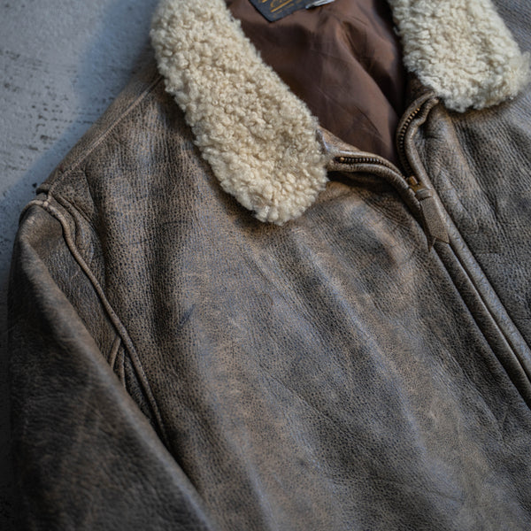 1980s Eddie Bauer light brown G-1 leather jacket