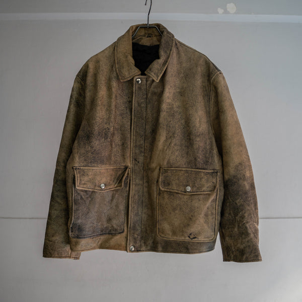 around 1980s brown based leather blouson -good mood-