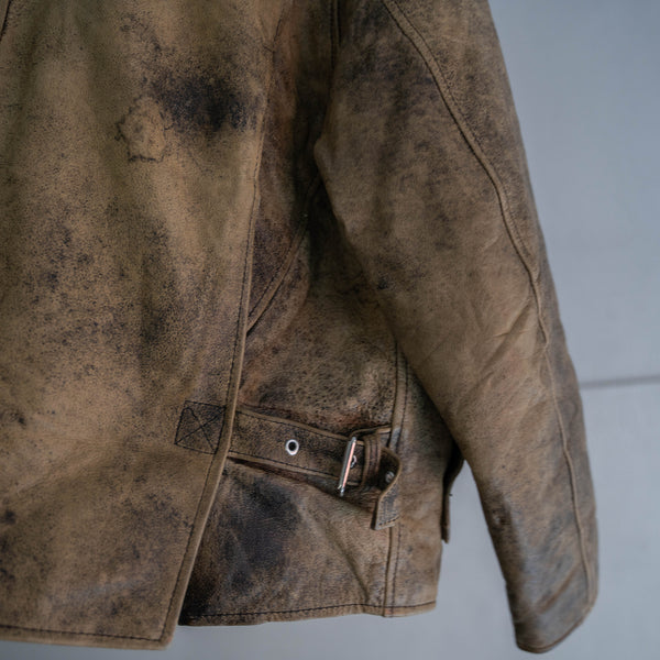 around 1980s brown based leather blouson -good mood-