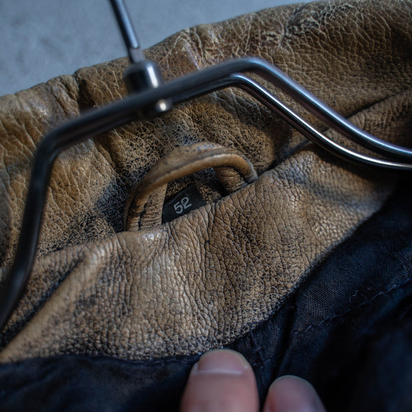around 1980s brown based leather blouson -good mood-