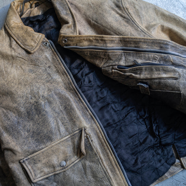 around 1980s brown based leather blouson -good mood-