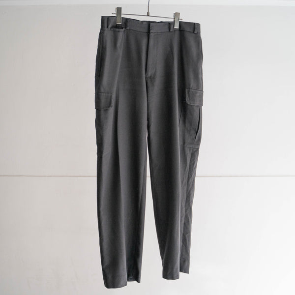 around 1990s German police black color poly × wool cargo pants