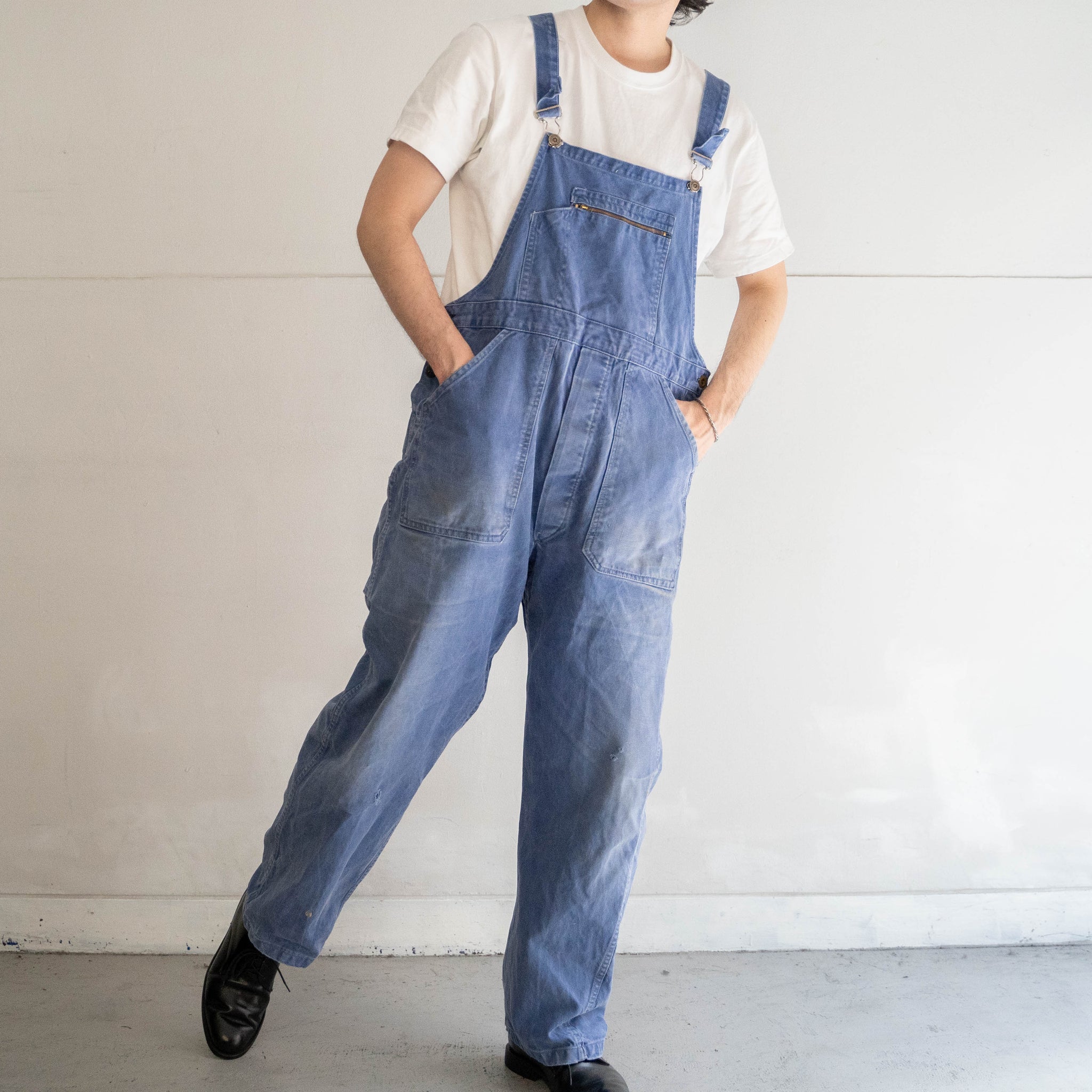 1960-70s Germany cotton twill overall -good fade & damage-