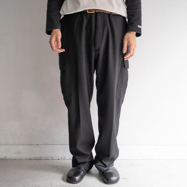 around 1990s German police black color poly × wool cargo pants