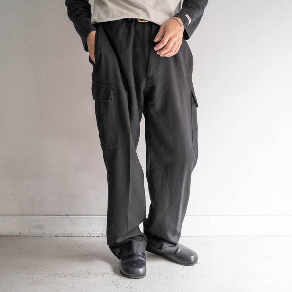 around 1990s German police black color poly × wool cargo pants