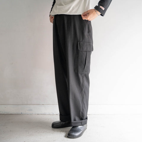 around 1990s German police black color poly × wool cargo pants