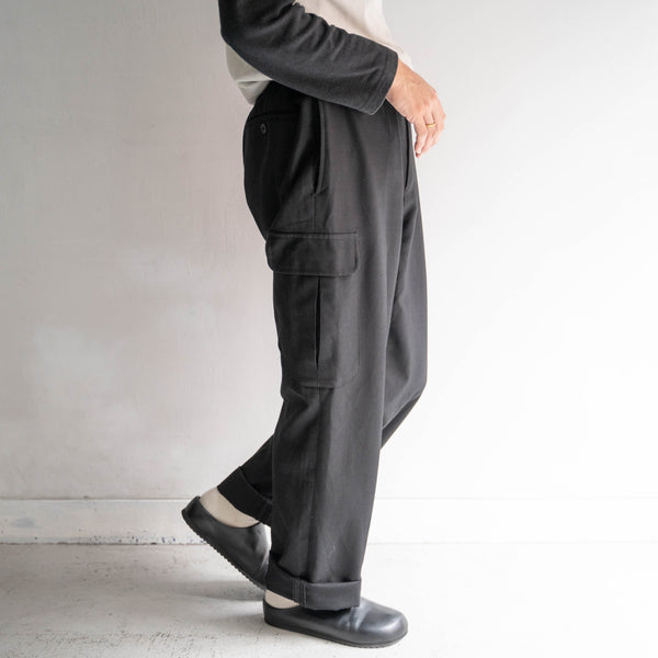 around 1990s German police black color poly × wool cargo pants